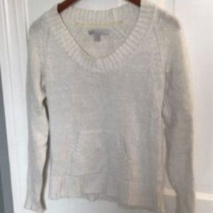 Old Navy White Sweater, Glitter Sparkle Detail, Front Pockets, Size S
